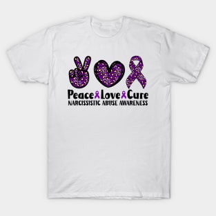 Peace Love Cure Narcissistic Abuse Awareness T-Shirt